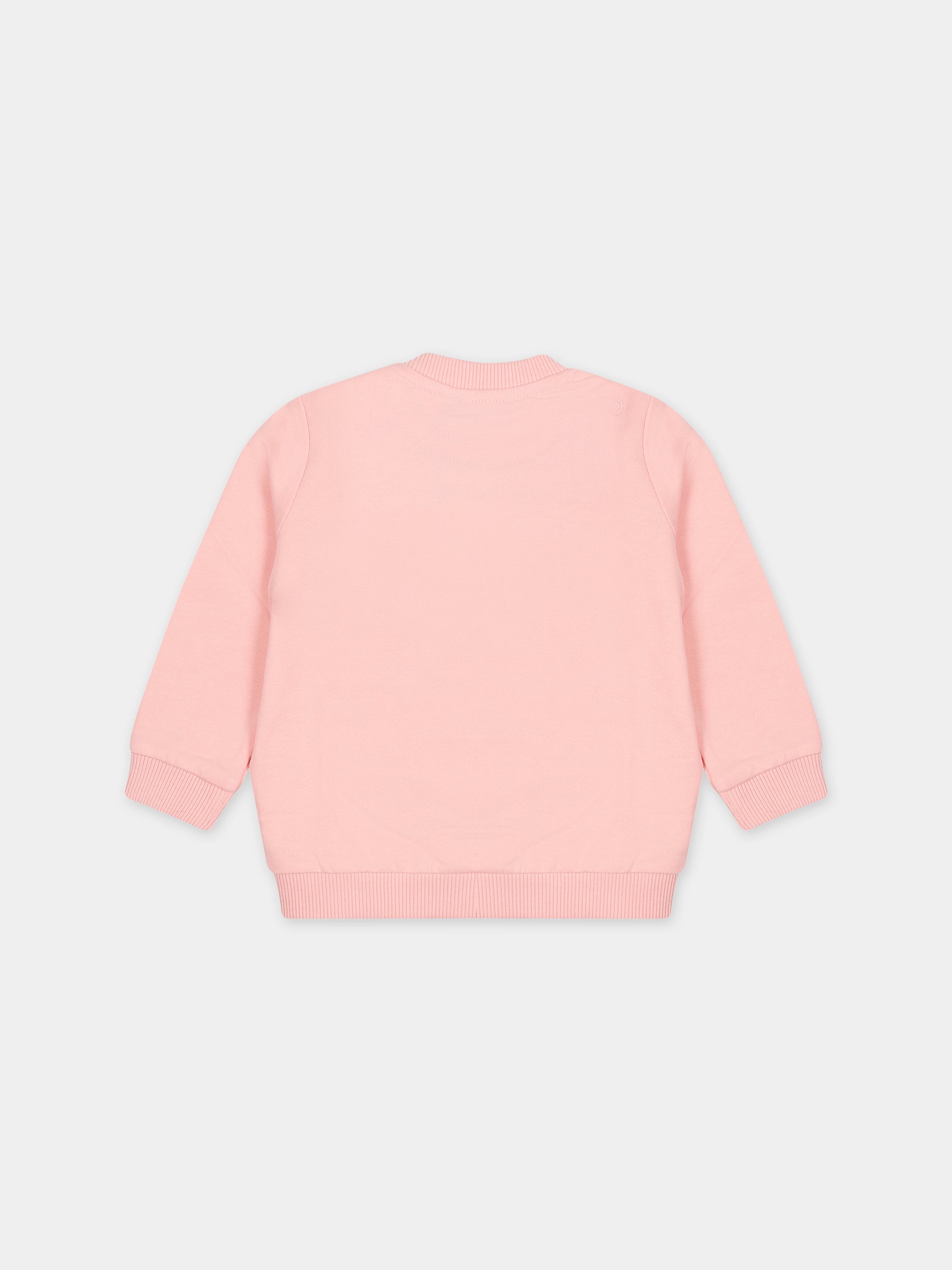 Felpa rosa per neonati con Teddy Bears e logo,Moschino Kids,MZF04Q LCA19 50209