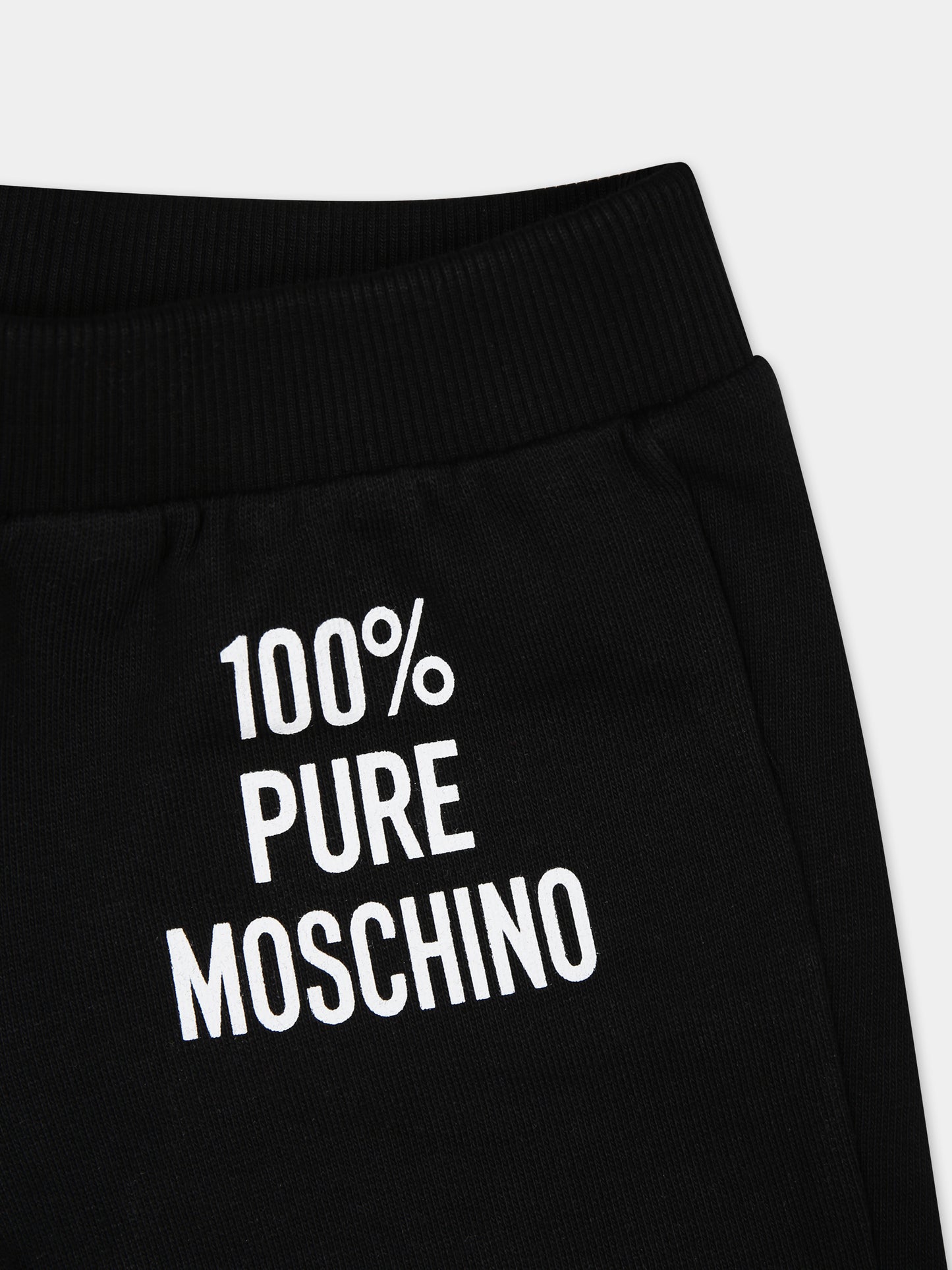 Completo nero per neonati con logo,Moschino Kids,MVK02P LCA74 60100