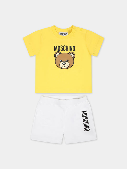 Completo multicolor per neonato con Teddy Bear e logo,Moschino Kids,MRG00M LAA02 83534