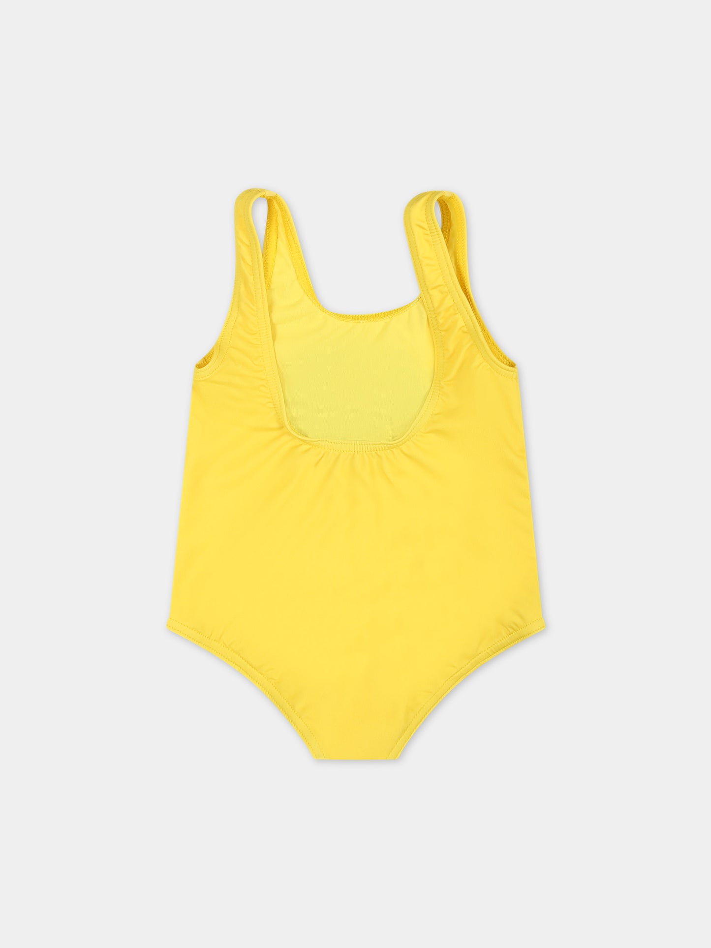 Costume intero giallo per neonata con logo e Teddy Bear,Moschino Kids,MJL00A LKA00 50162