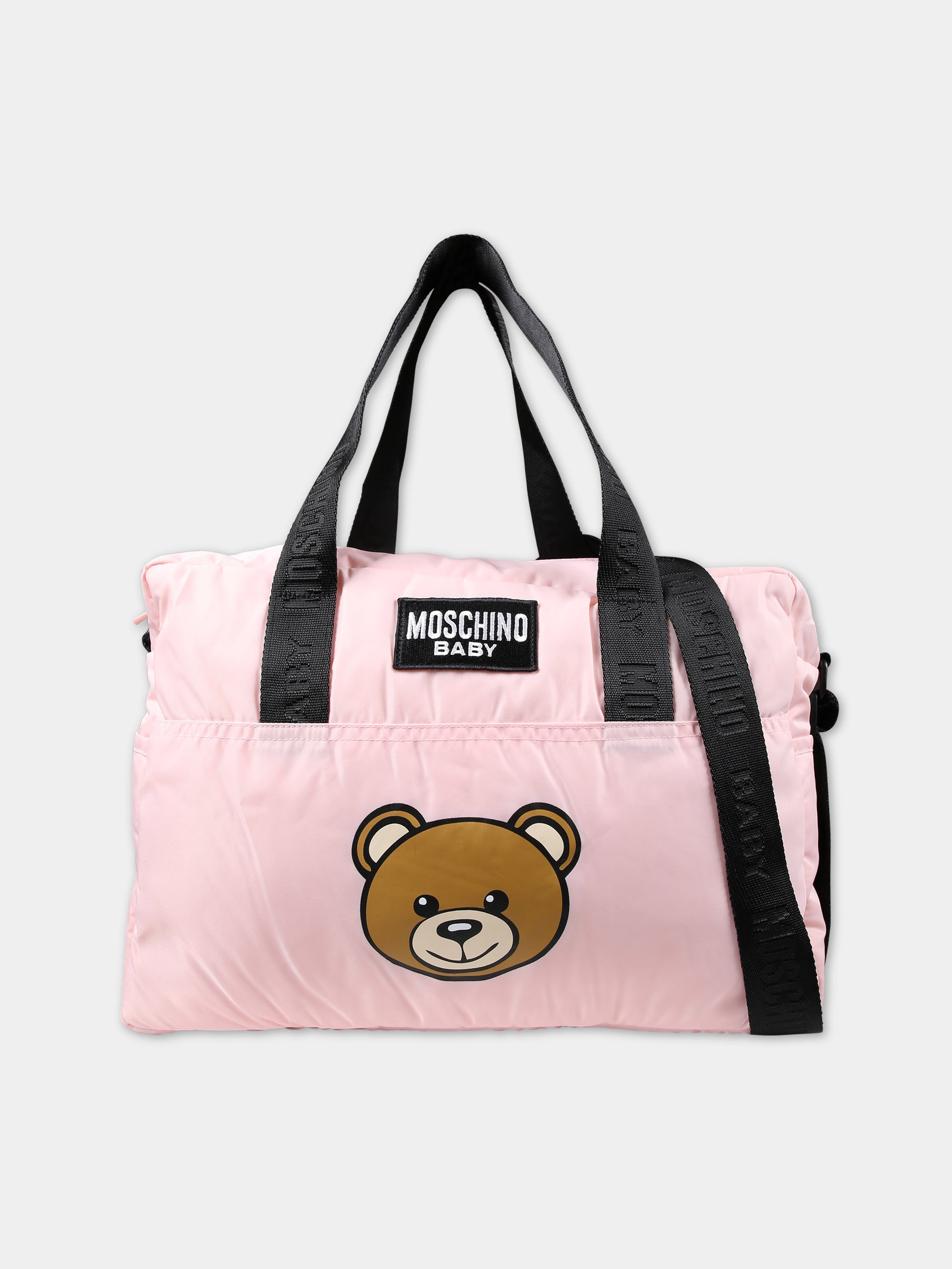Borsa mamma rosa per neonata con Teddy bear e logo,Moschino Kids,MUX04K L3A89 50209
