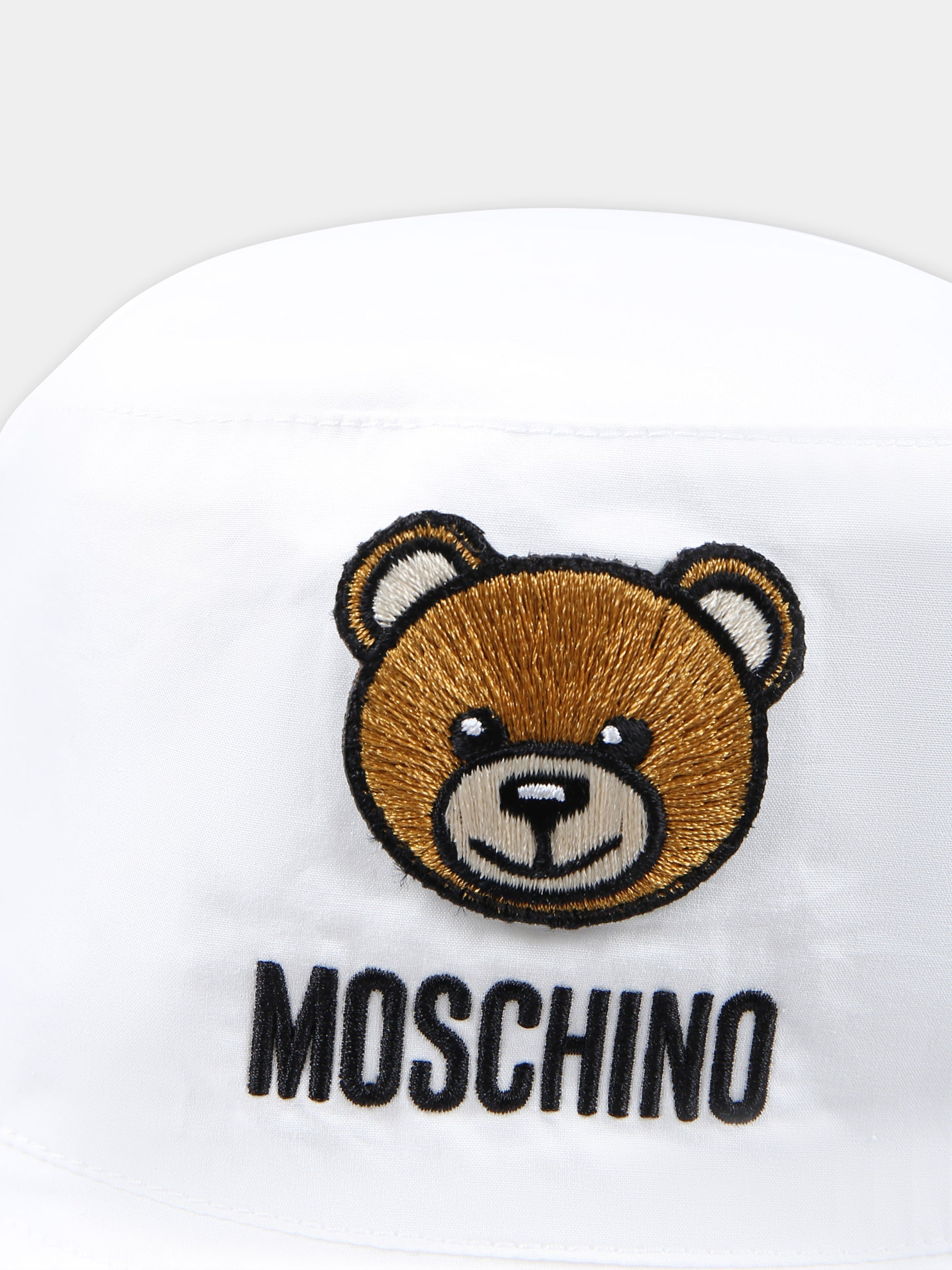 Cloche bianca per neonati con Teddy Bear,Moschino Kids,MNX032 LLA11 10101