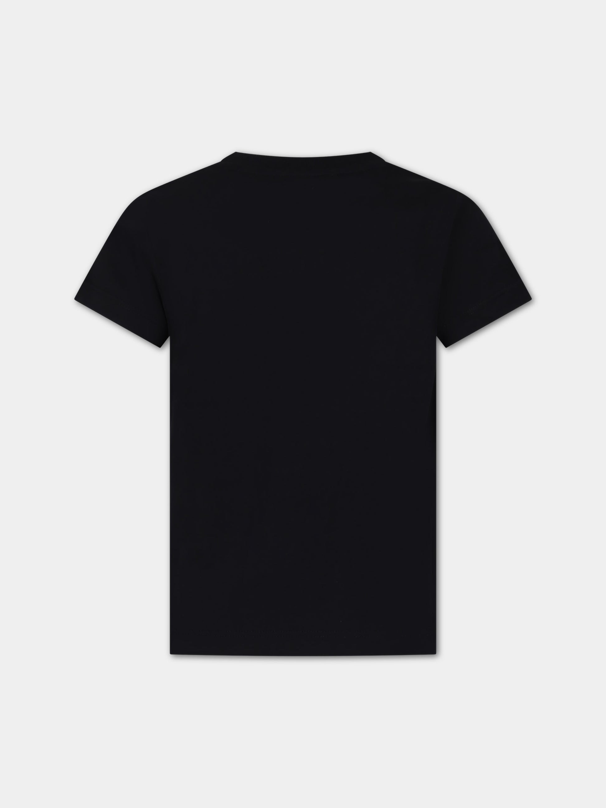 T-shirt nera per bambini con logo e Teddy Bear,Moschino Kids,HMM04K LAA03 60100