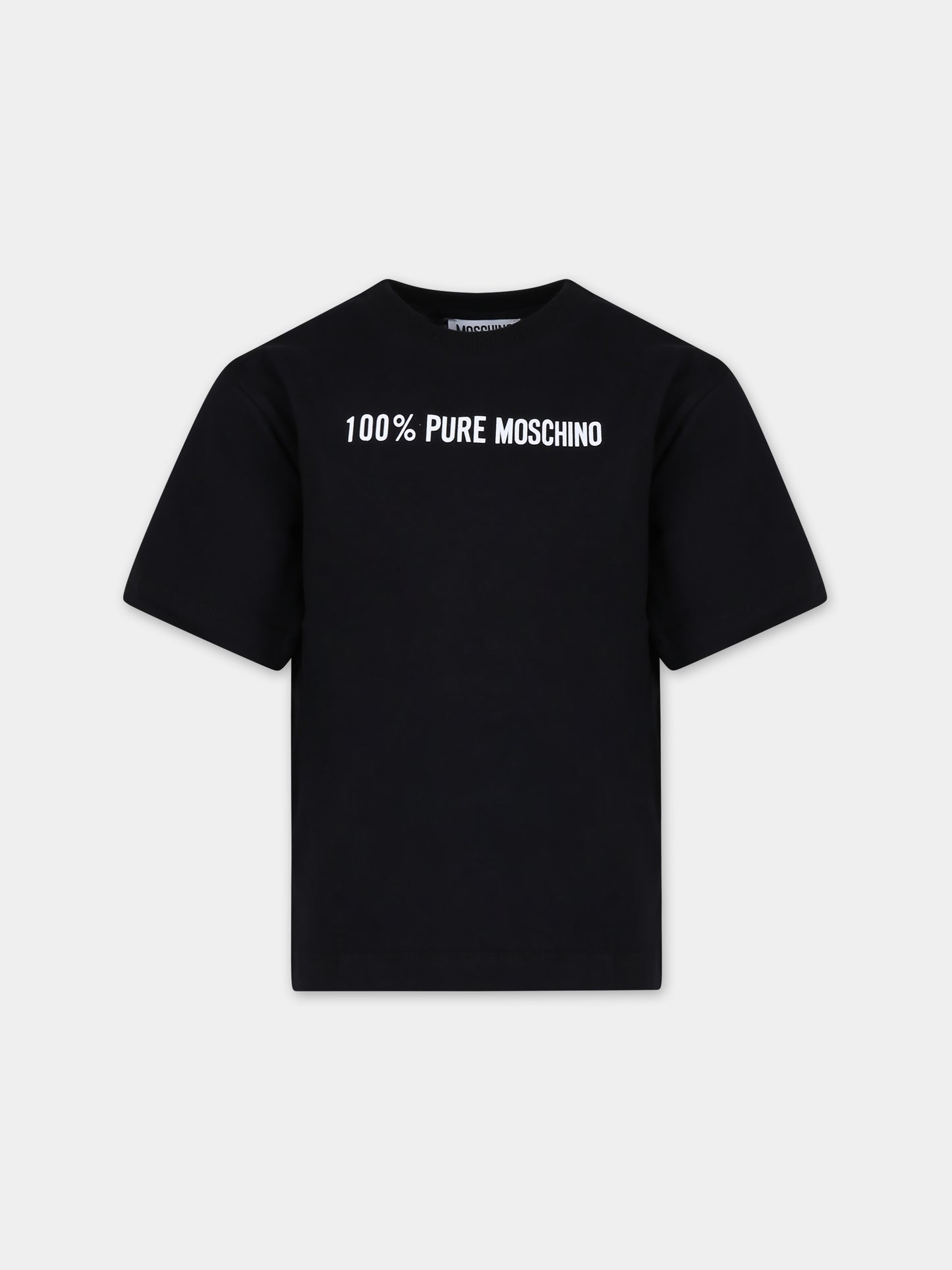 T-shirt nera per bambini con logo,Moschino Kids,HZM03R LAA01 60100