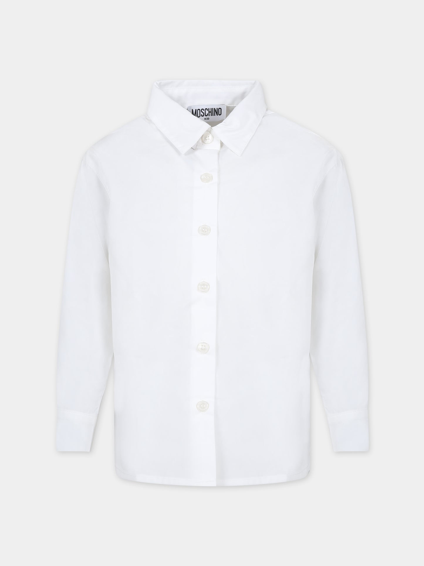 Camicia bianca per bambino con logo e cuore,Moschino Kids,HDC01U LLA10 10101