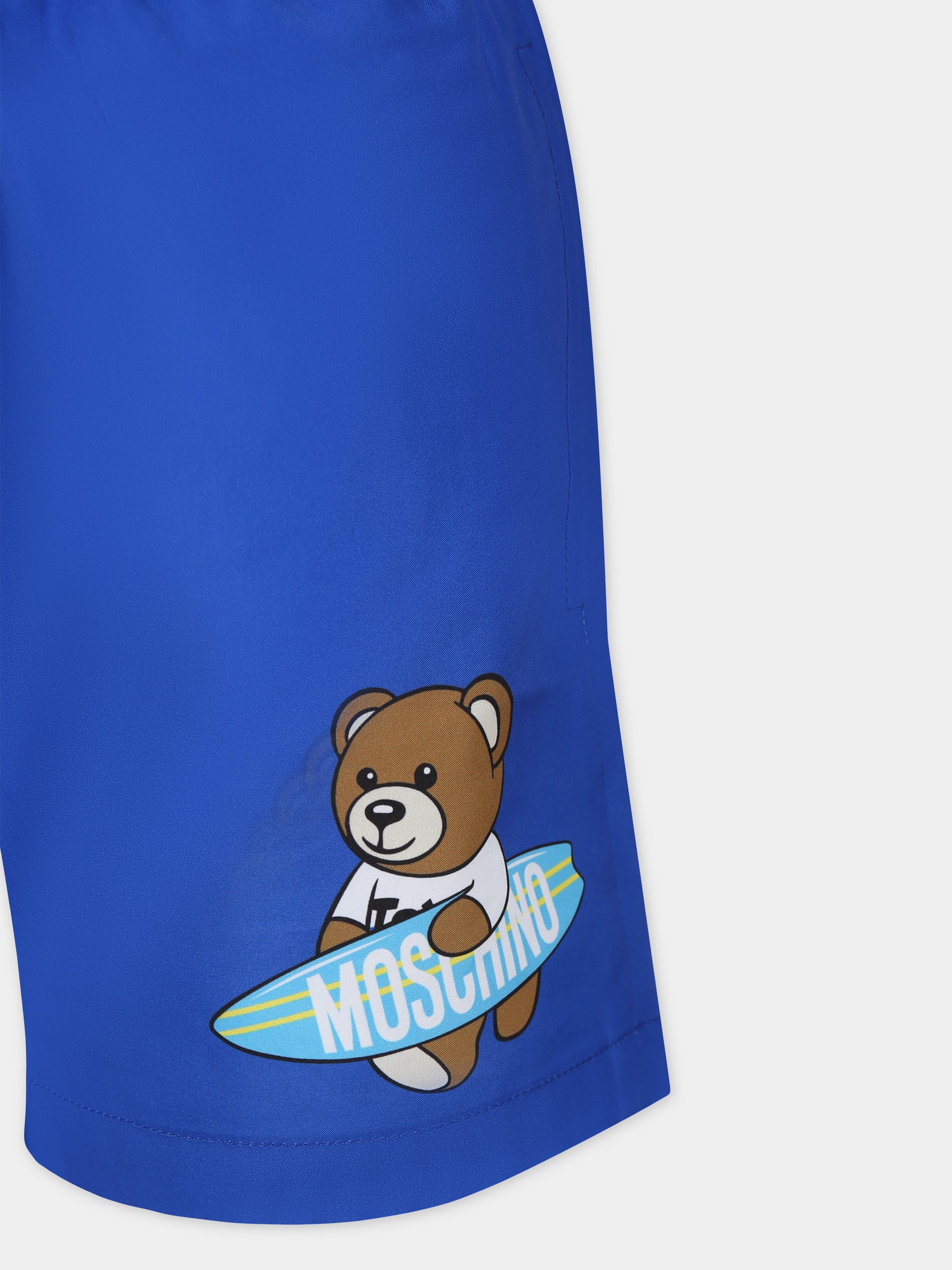 Boxer mare azzurro per bambino con Teddy Bear,Moschino Kids,HOL01C LKA02 40289