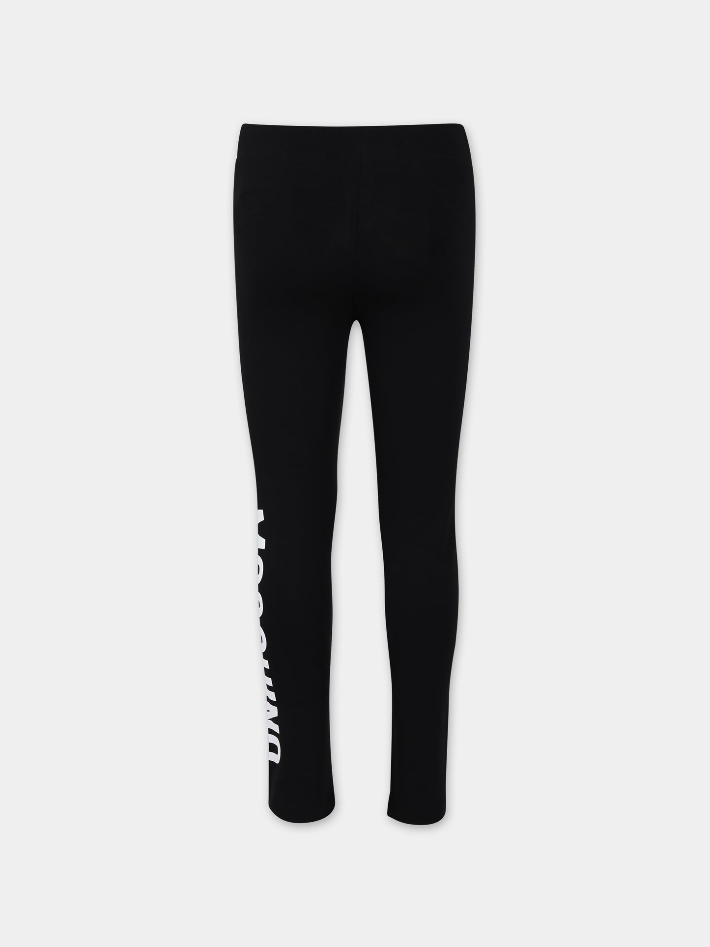 Leggings nero per bambina con logo,Moschino Kids,HEP04X LBA00 60100