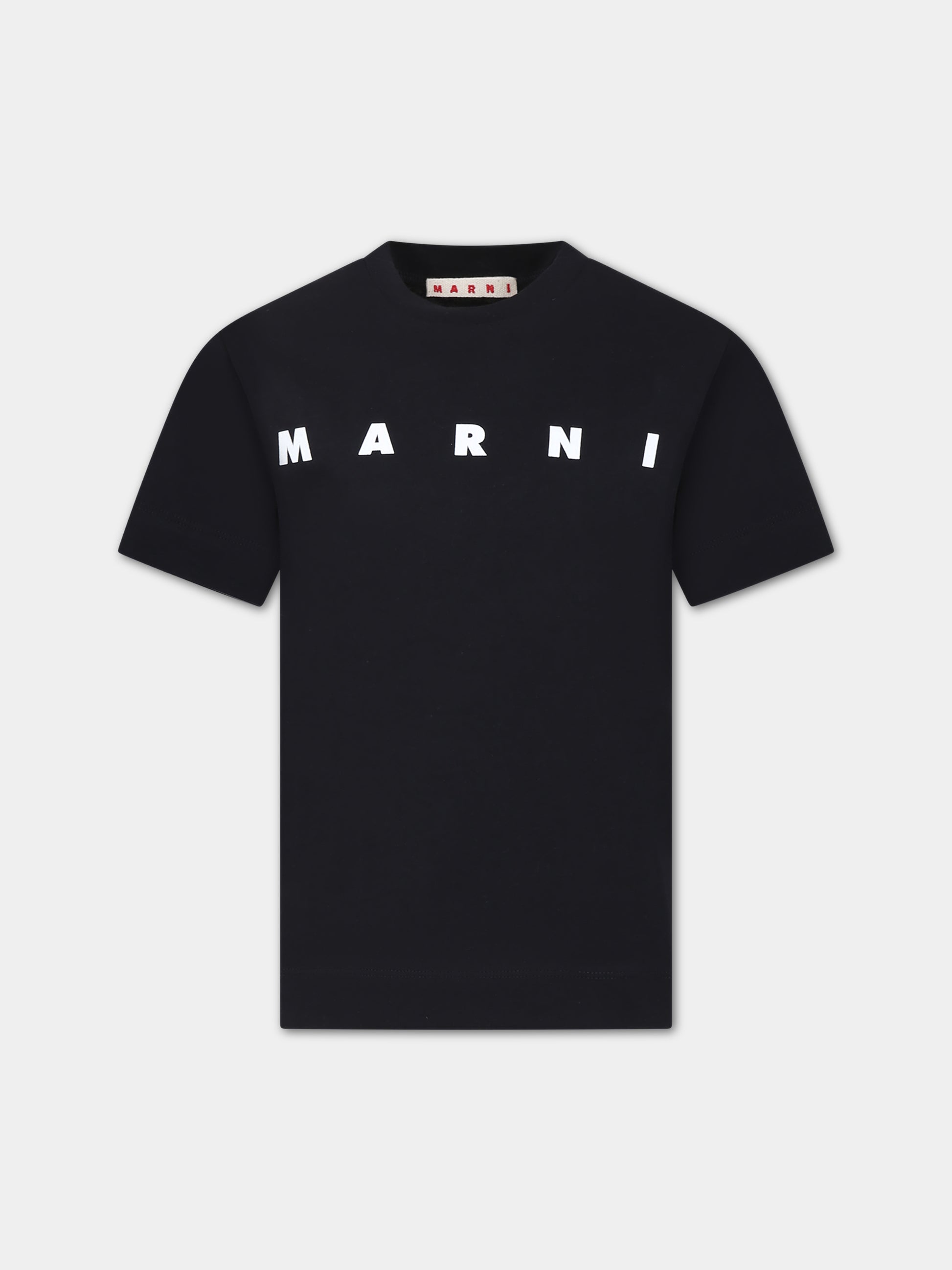 T-shirt nera per bambini con logo,Marni Kids,M002MV M00HZ MT135U 0M900