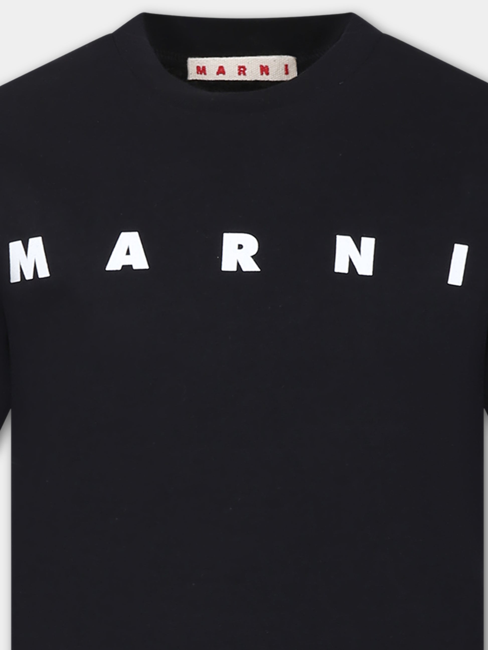 T-shirt nera per bambini con logo,Marni Kids,M002MV M00HZ MT135U 0M900