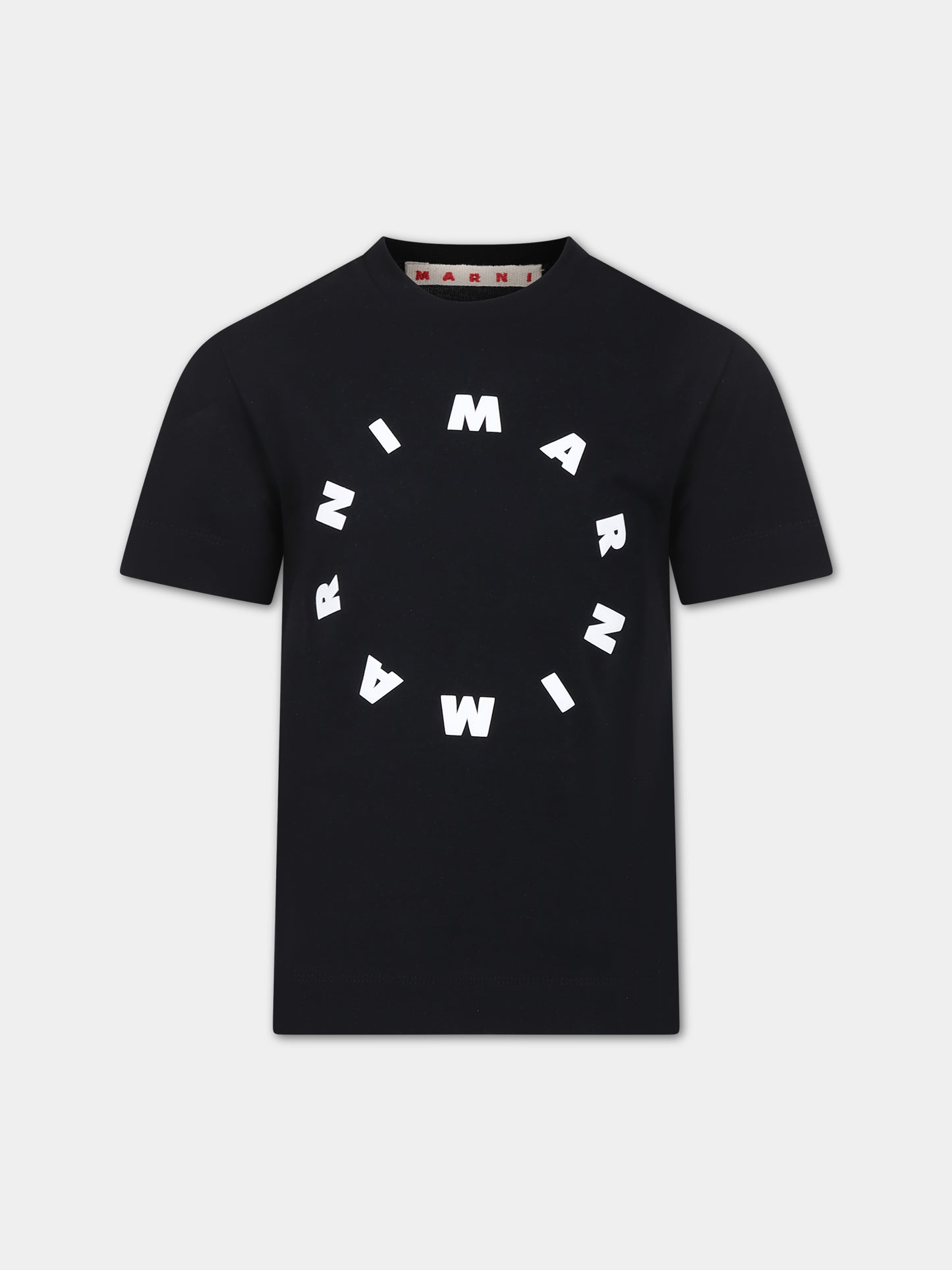 T-shirt nera per bambini con logo,Marni Kids,M01069 M00L9 MT172U 0M900