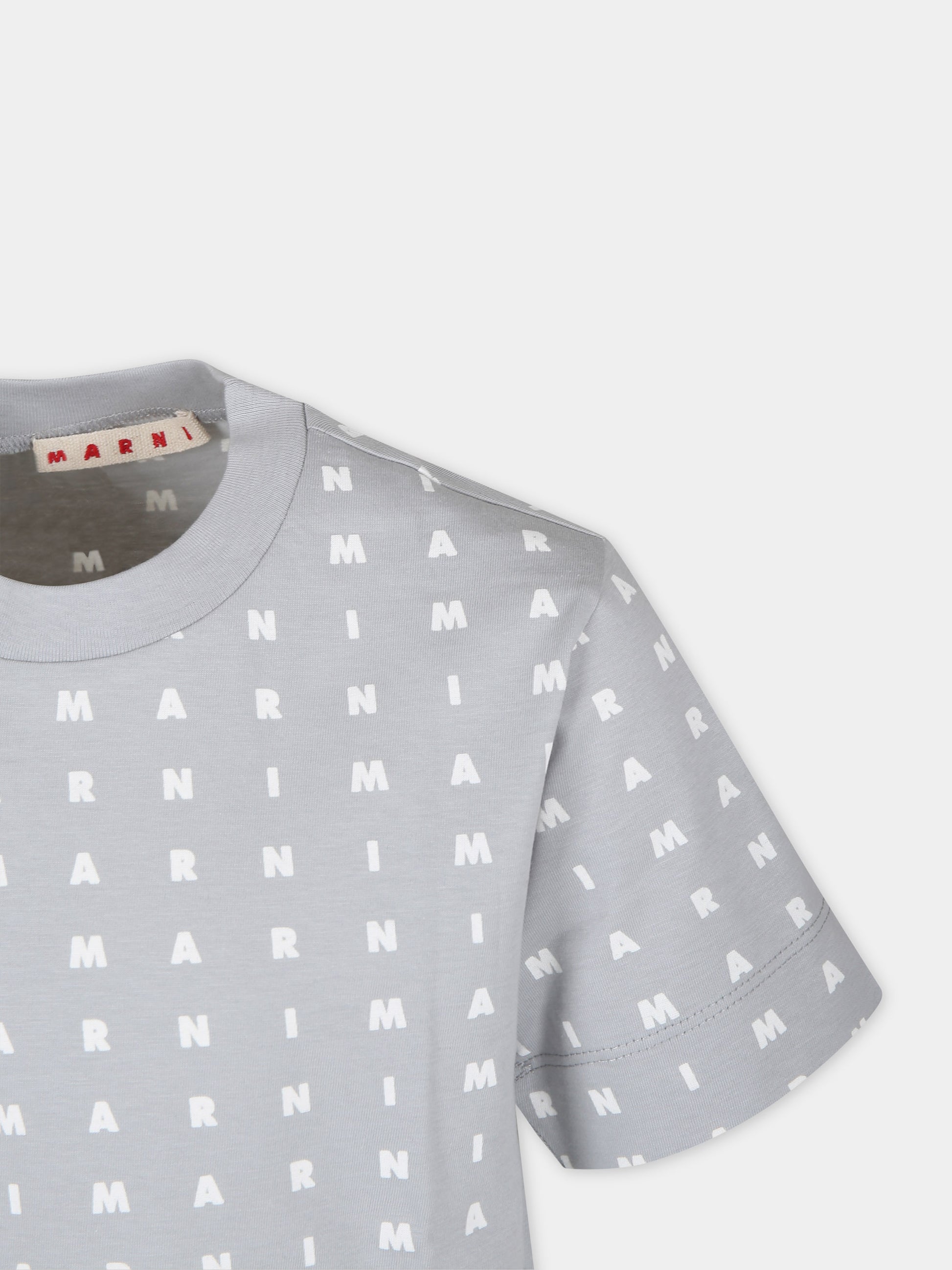 T-shirt grigia per bambini con logo,Marni Kids,M01095 M00S5 MT169U 0M917