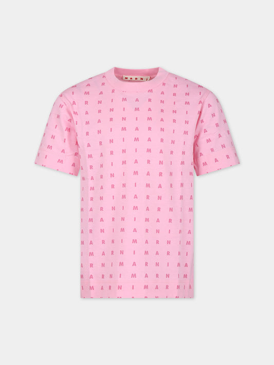 T-shirt rosa per bambina con logo,Marni Kids,M01095 M00S5 MT169U 0M340