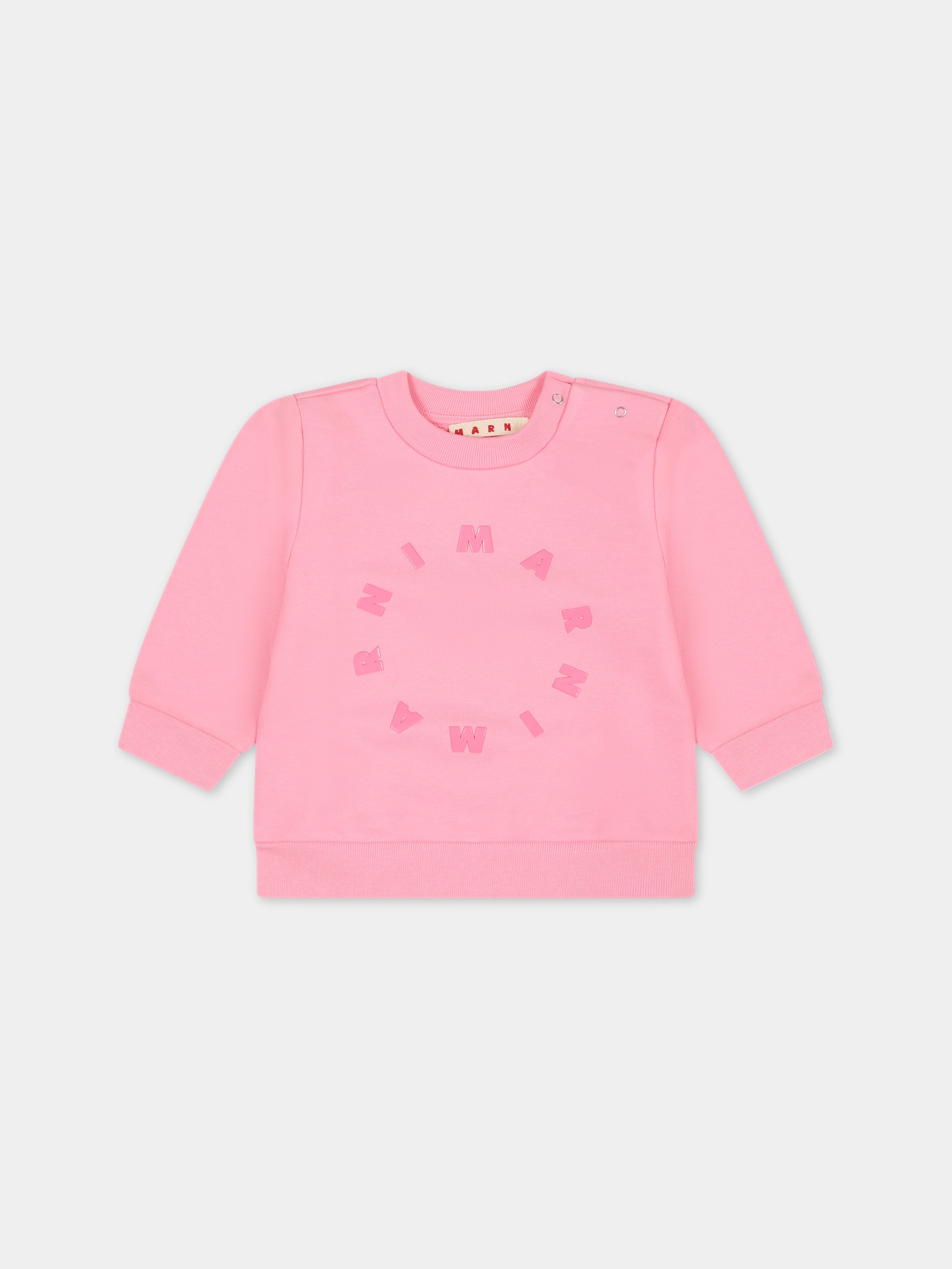 Felpa rosa per neonata con logo,Marni Kids,M01137 M00NF MS44B 0M340