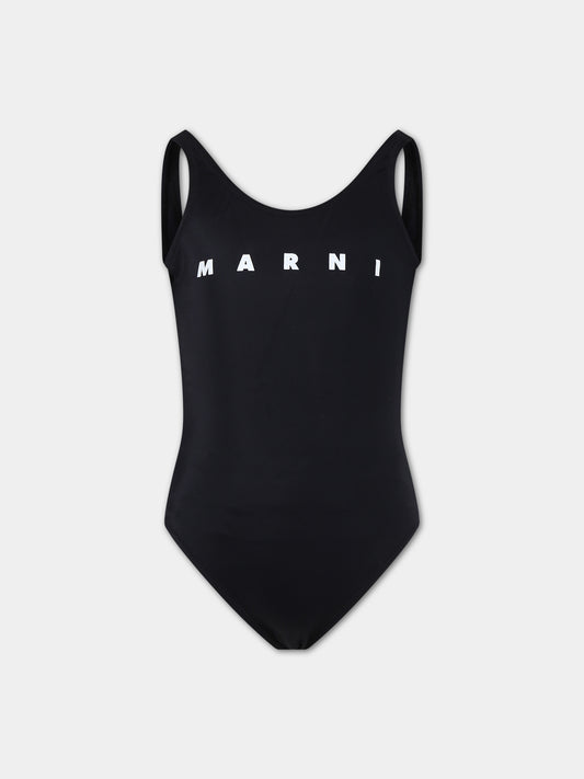Costume nero per bambina con logo,Marni Kids,M00802 M00M2 MM9F 0M900