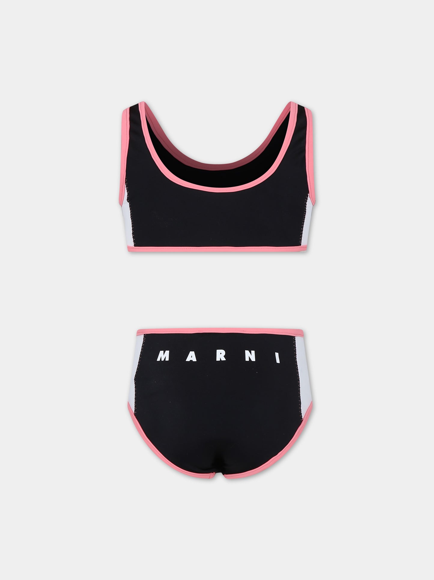 Bikini nero per bambina con logo,Marni Kids,M01050 M00M2 MM11F 0M900