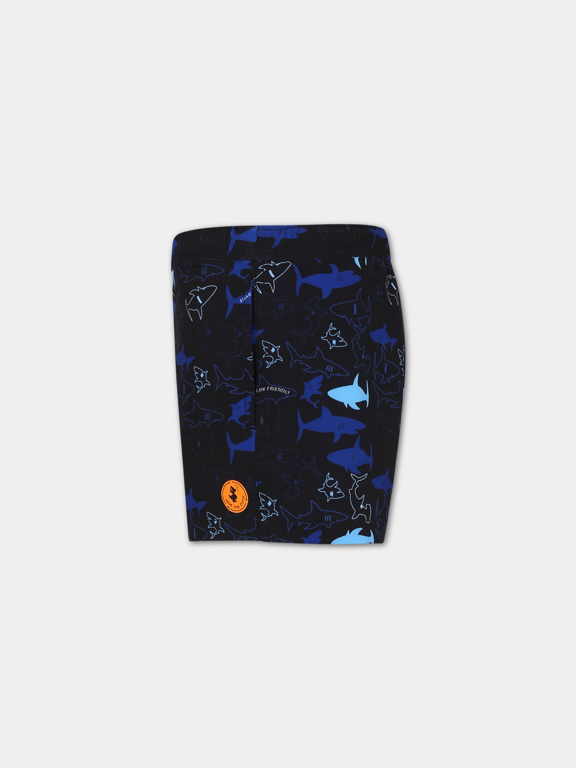 Boxer Getu nero per bambino con stampa squali,Save The Duck Kids,JW1231B SIPO18 21070