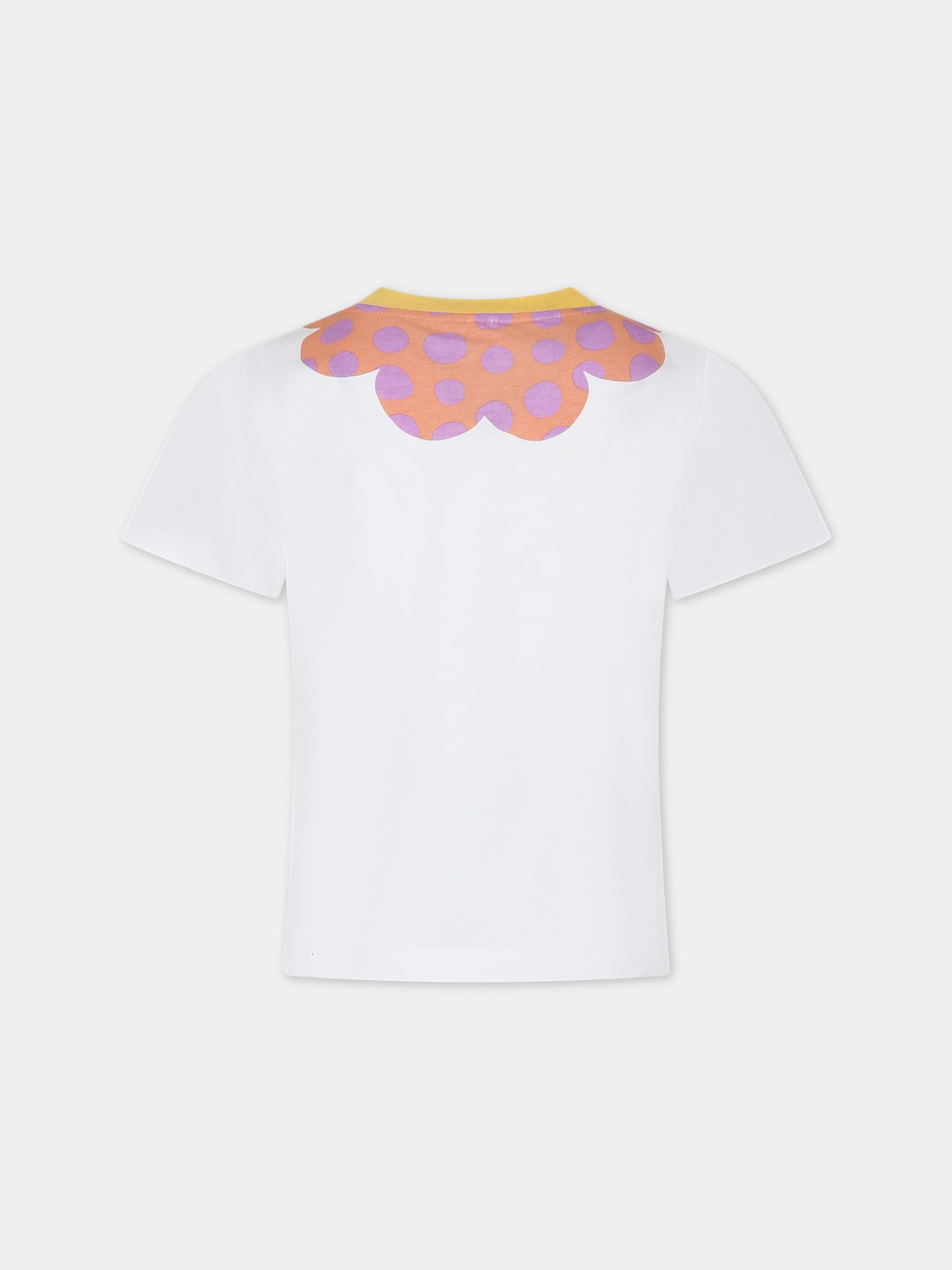 T-shirt bianca per bambina con fiore,Stella Mccartney Kids,TU8A31 Z0434 101