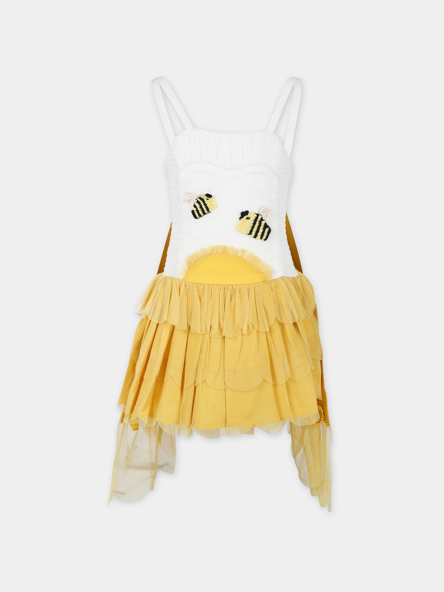 Vestito giallo per bambina con api,Stella Mccartney Kids,TU1C22 Z1119 230