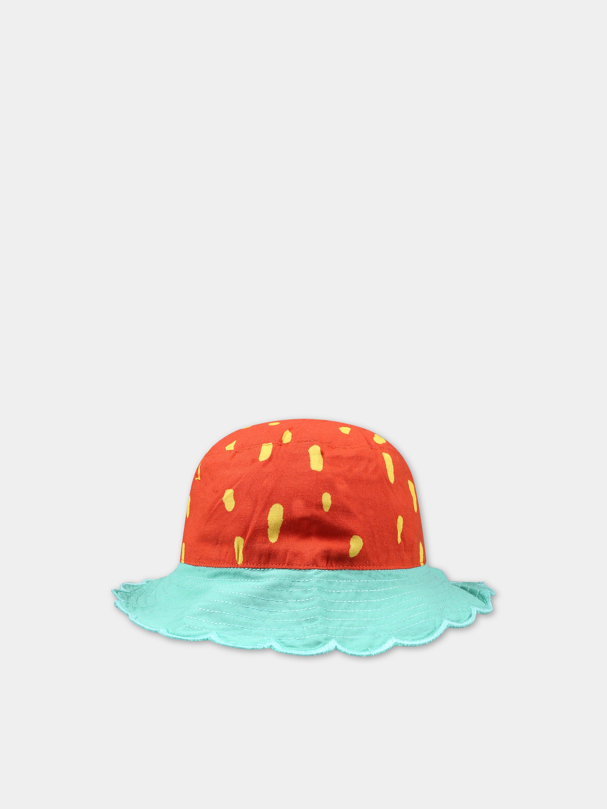 Cloche rossa per neonata con stampa gialla all-over,Stella Mccartney Kids,TU0007 Z1588 421GL