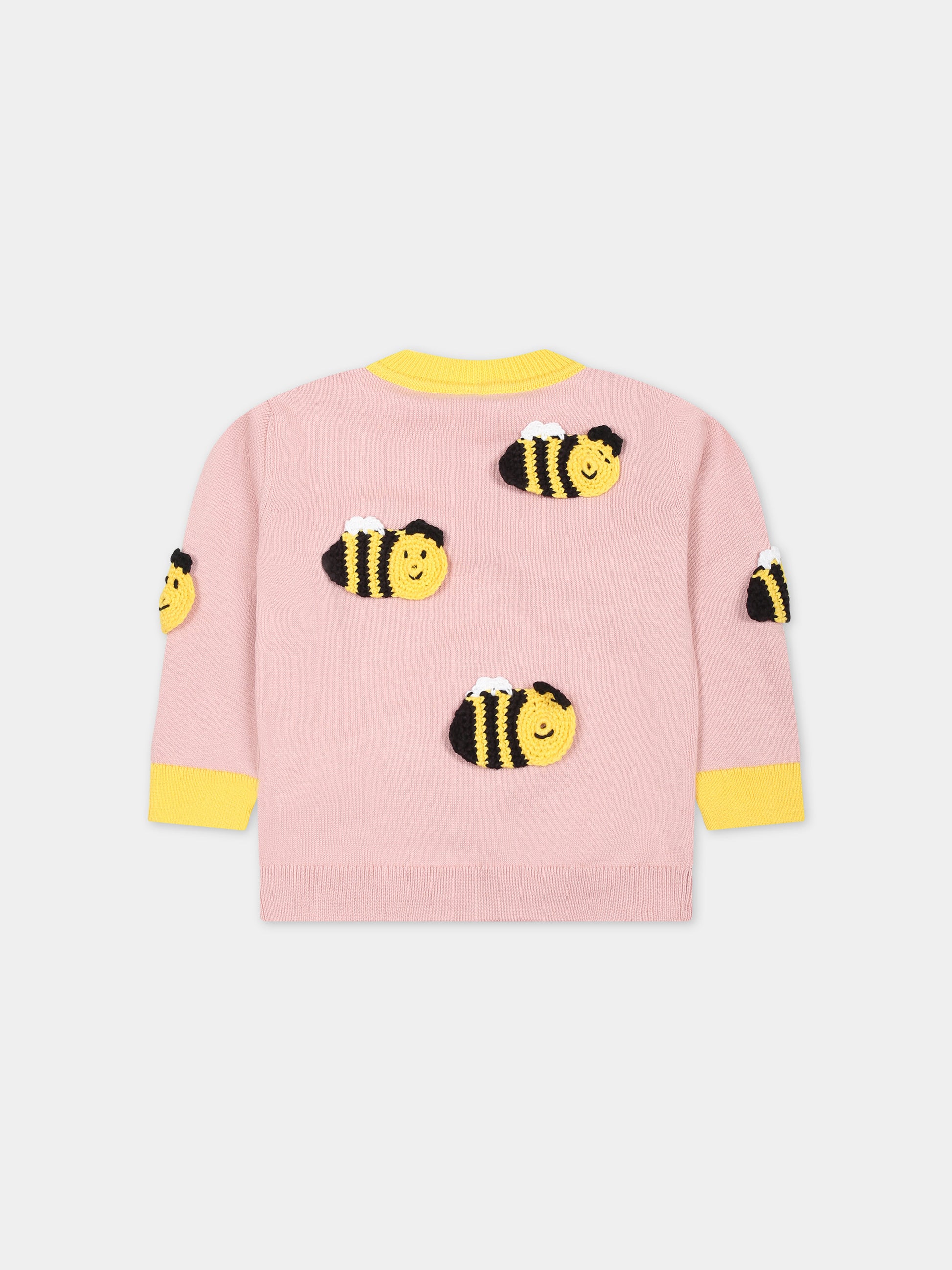Maglione rosa per neonata con api,Stella Mccartney Kids,TU9030 Z1881 517