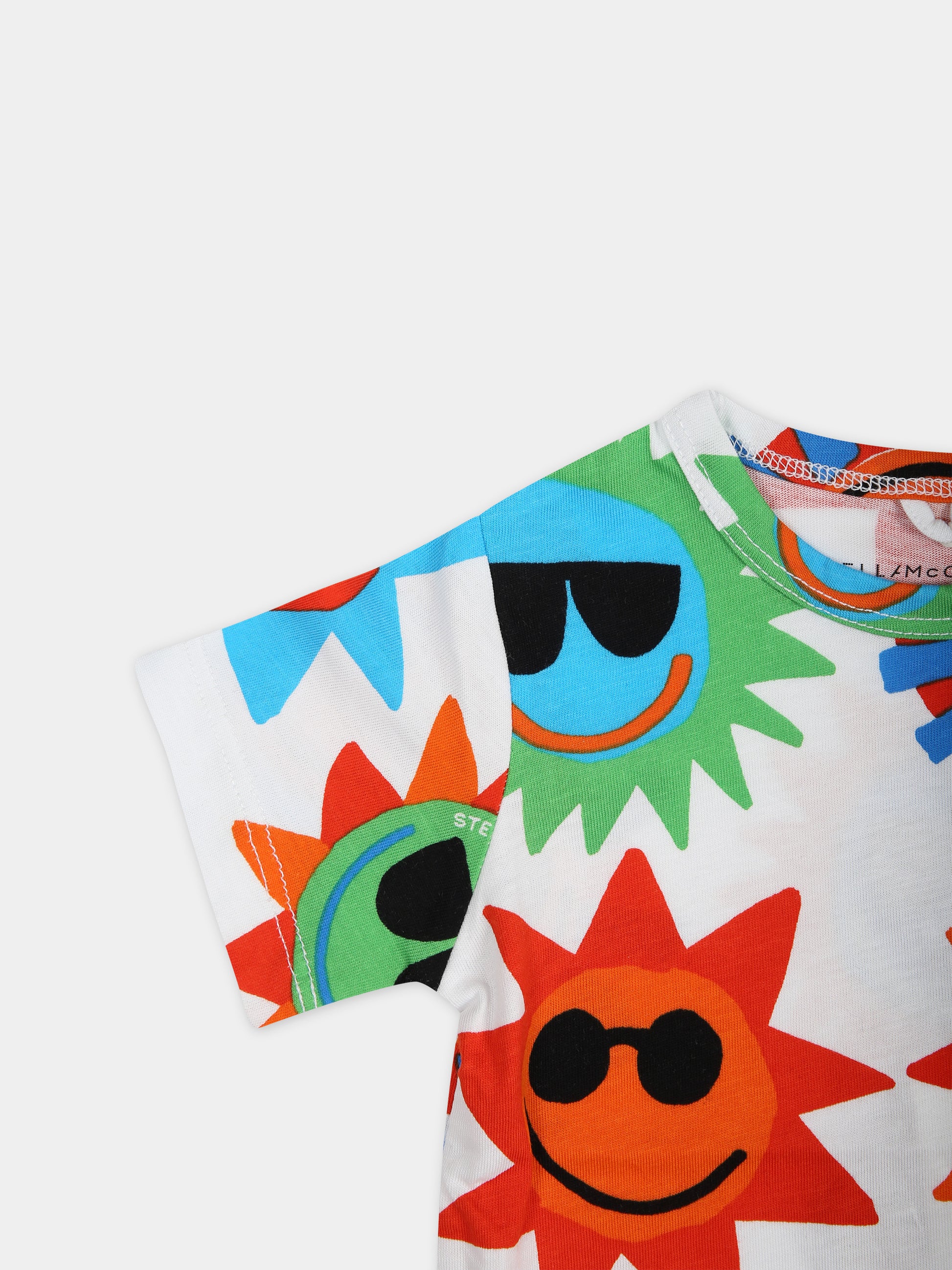 Pagliaccetto bianco per neonato con fantasia multicolor all-over,Stella Mccartney Kids,TUA521 Z1812 100MC