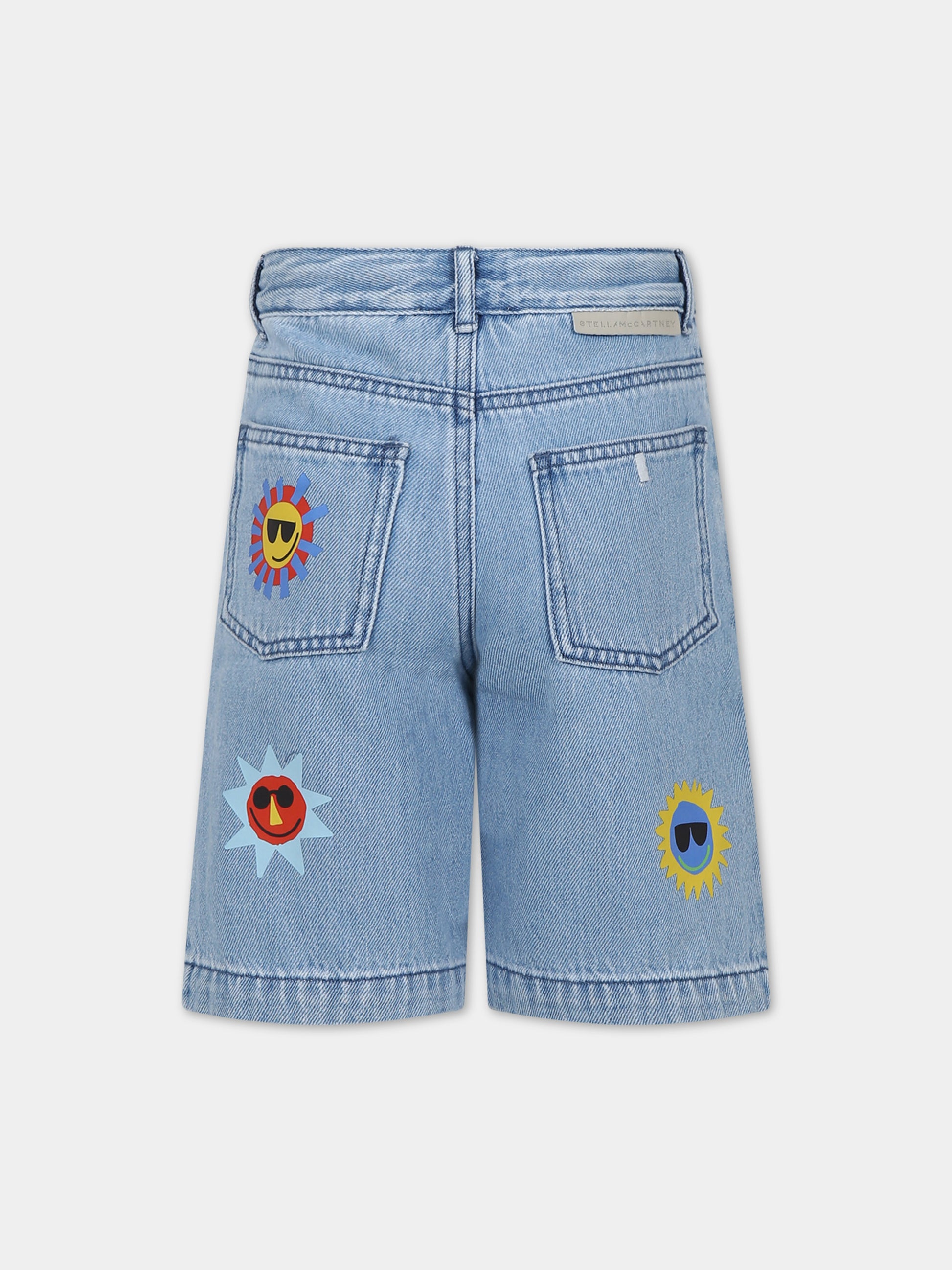 Shorts in denim per bambino con sole multicolor,Stella Mccartney Kids,TU6R49 Z0746 601