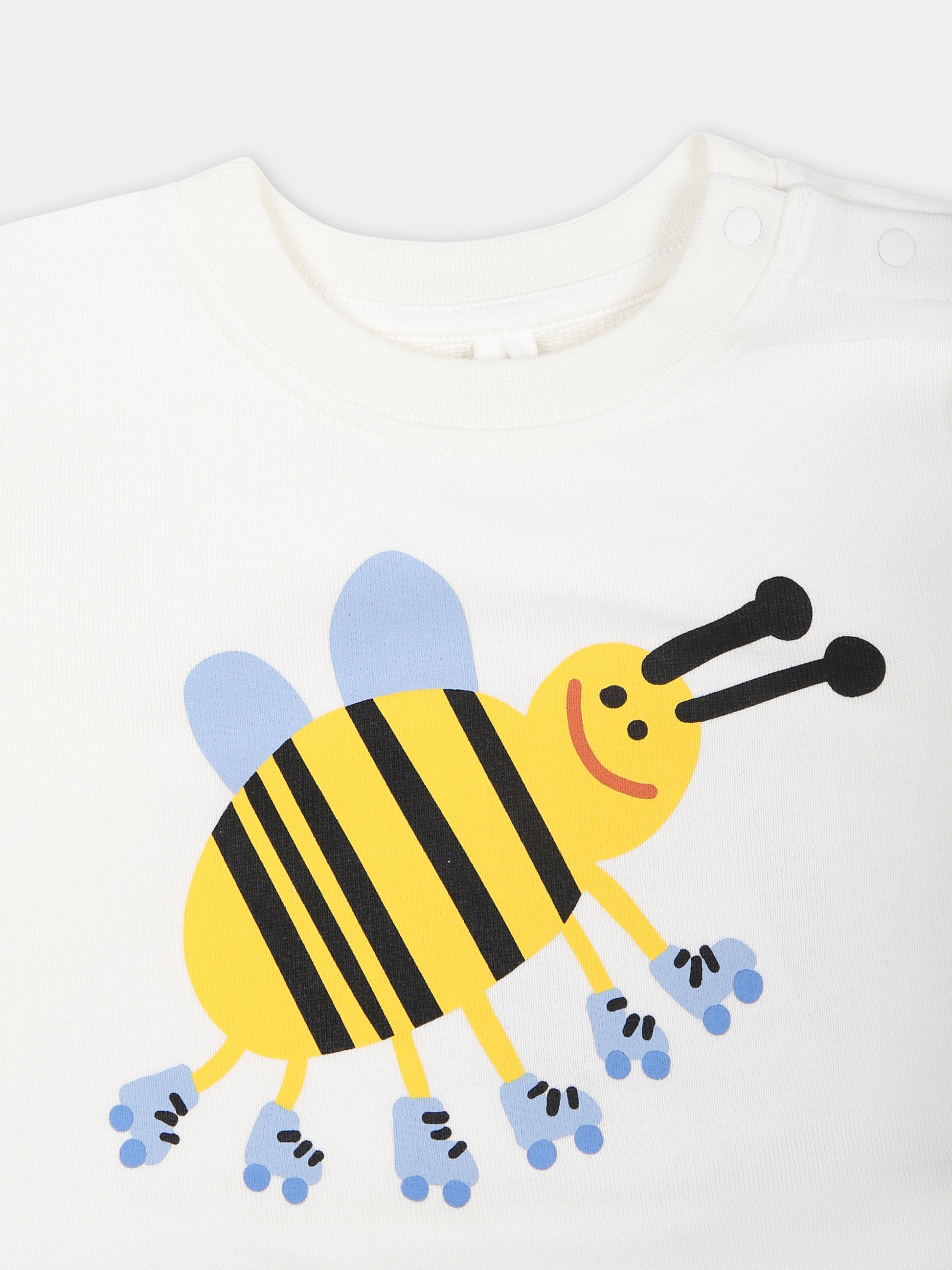 Felpa bianca per neonata con ape,Stella Mccartney Kids,TU4060 Z0499 101