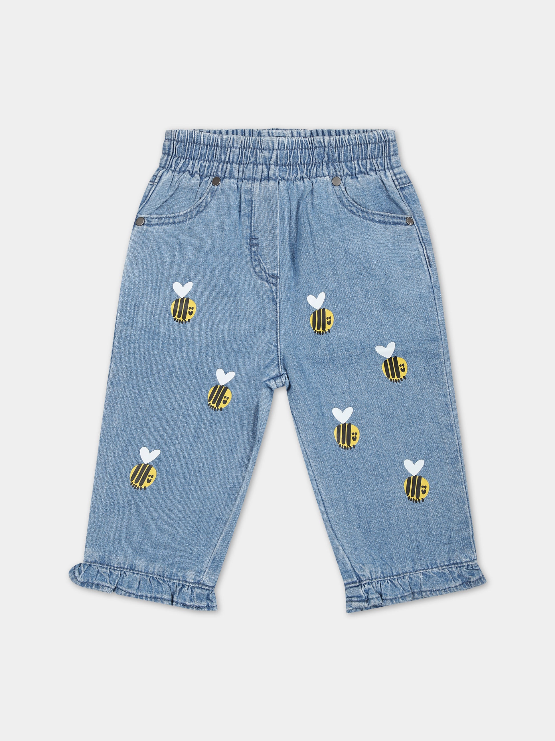 Jeans blu per neonata con api,Stella Mccartney Kids,TU6150 Z1791 601MC