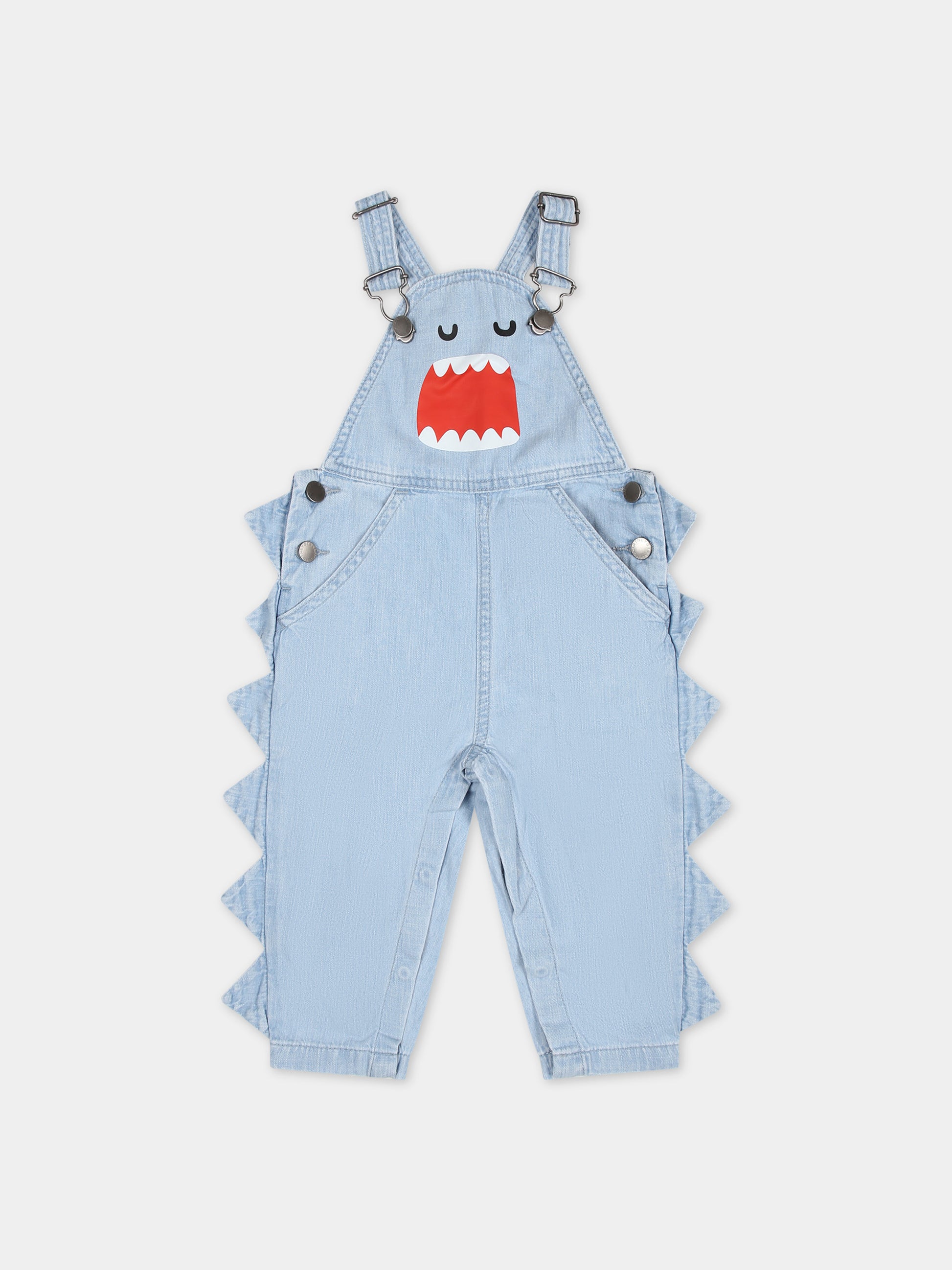 Salopette blu per neonato con squalo,Stella Mccartney Kids,TUA532 Z0522 601