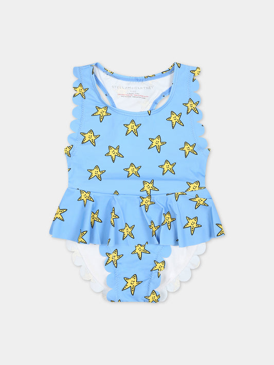 Costume intero azzurro per neonata,Stella Mccartney Kids,TUC099 Z1647 611MC
