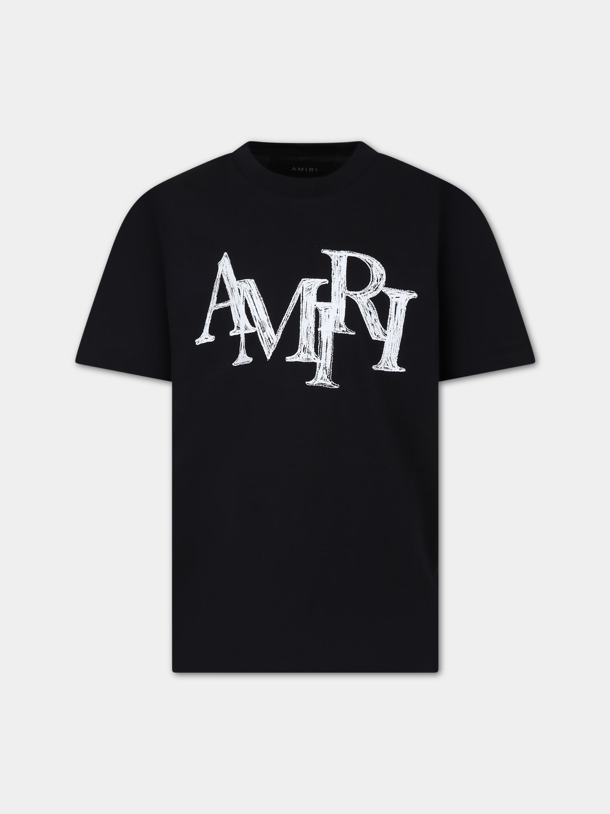 T-shirt nera per bambini con logo,Amiri,PS24KJL029 001