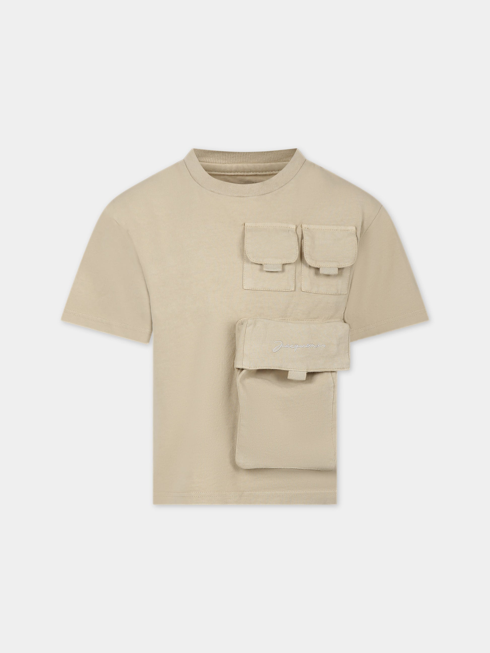 T-shirt 'Bolso' beige per bambini con tasche,Jacquemus,Q00009 277