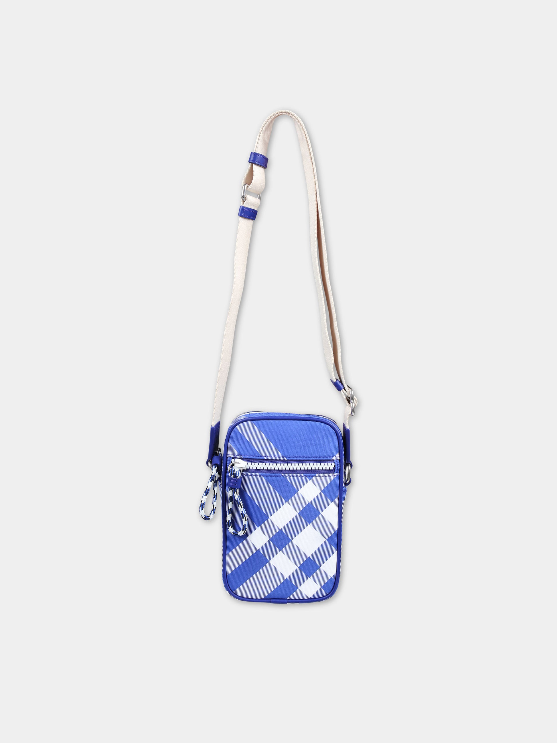 Borsa blu per bambini con check,Burberry Kids,8078298 B7369
