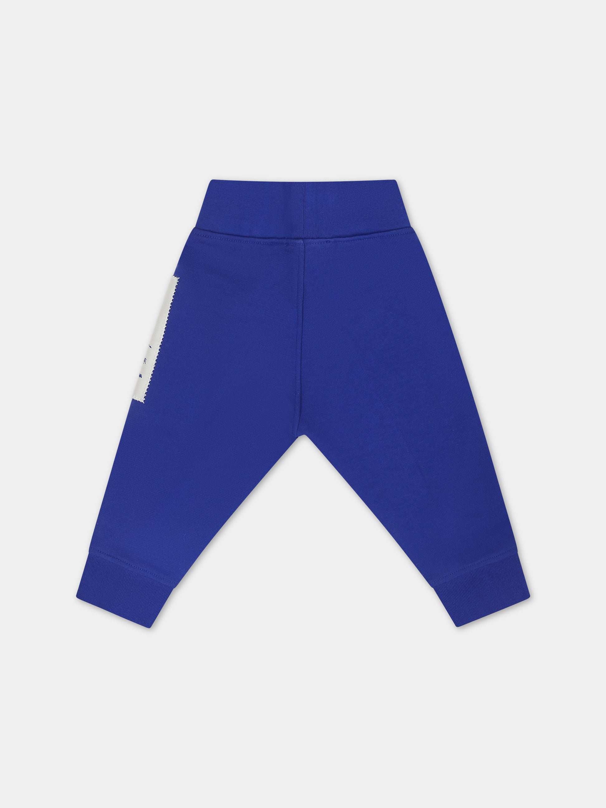 Pantaloni blu per neonato con logo e cavaliere equestre,Burberry Kids,8078580 B7323