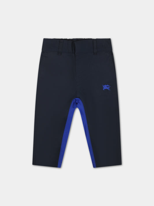 Pantaloni blu per neonato con ricamo,Burberry Kids,8078327 A1662