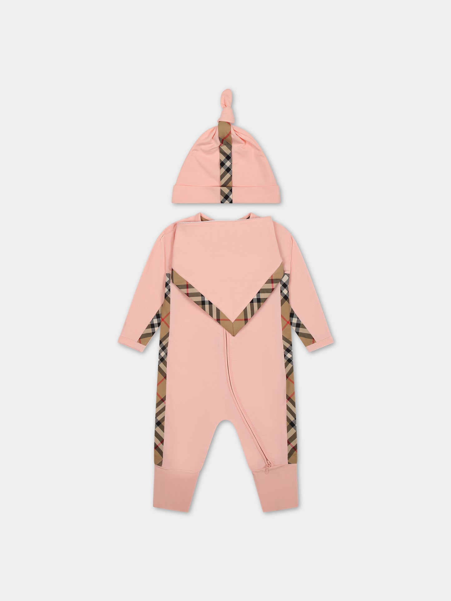 Set rosa per neonata con logo,Burberry Kids,8072046 A4378