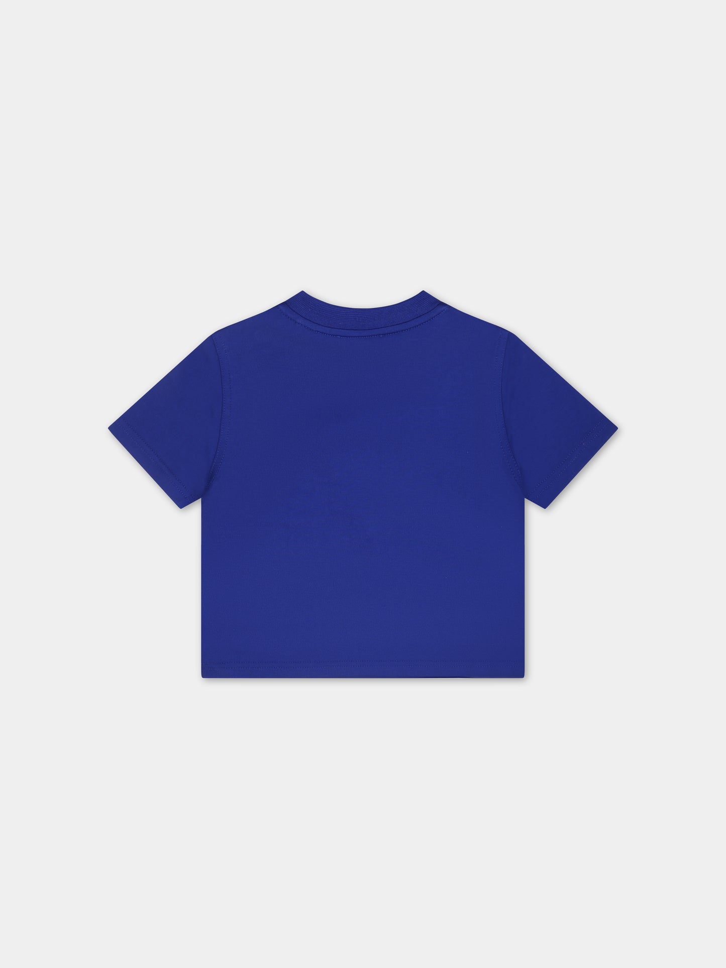 T-shirt blu per neonato con logo e cavaliere equestre,Burberry Kids,8078581 B7323