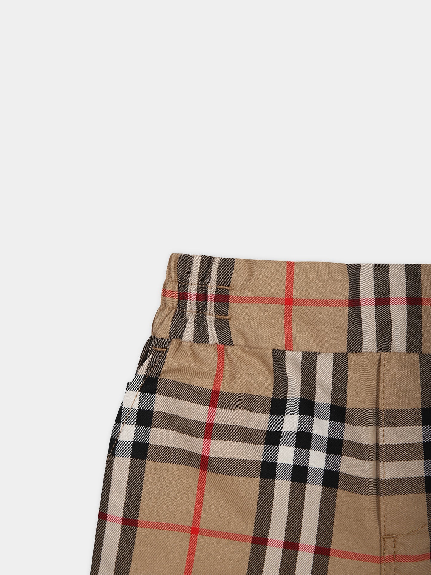 Shorts beige per neonato con iconico check vintage all-over,Burberry Kids,8078323 A7028