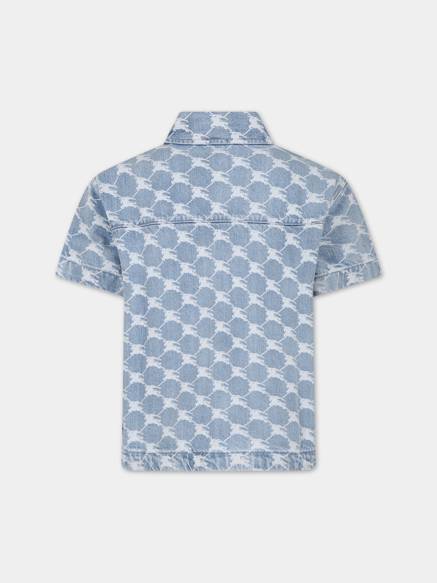 Camicia in denim per bambino con iconico logo all-over,Burberry Kids,8073013 A1141