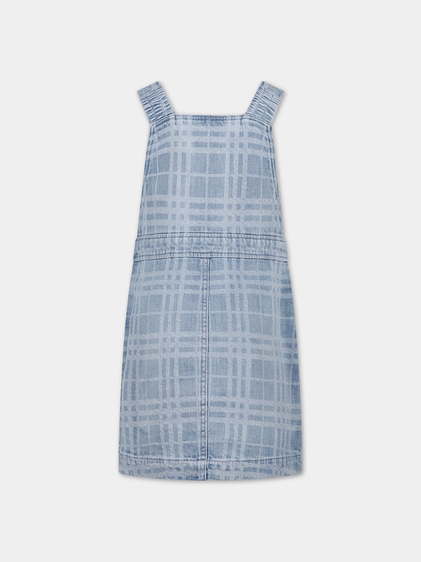 Salopette in denim per bambina con iconico check all-over,Burberry Kids,8072981 A6022