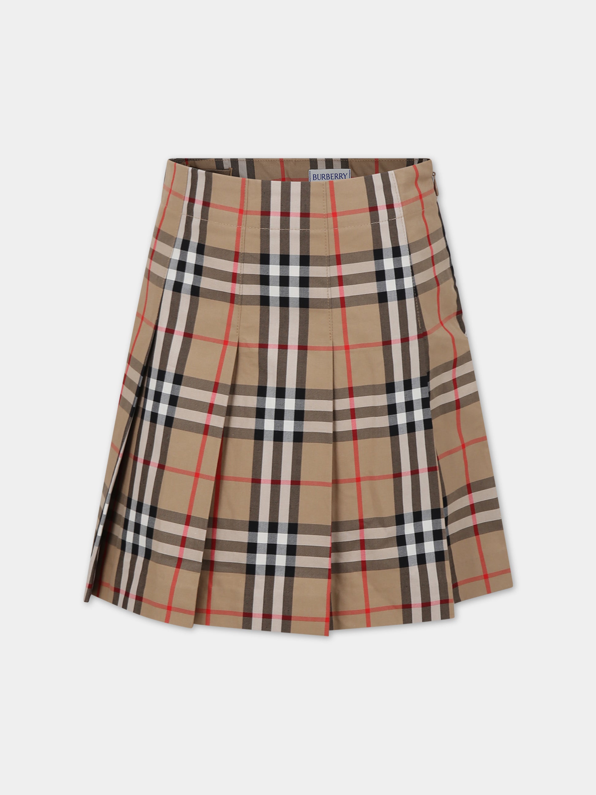 Gonna beige per bambina con iconico check vintage all-over,Burberry Kids,8073001 A7028
