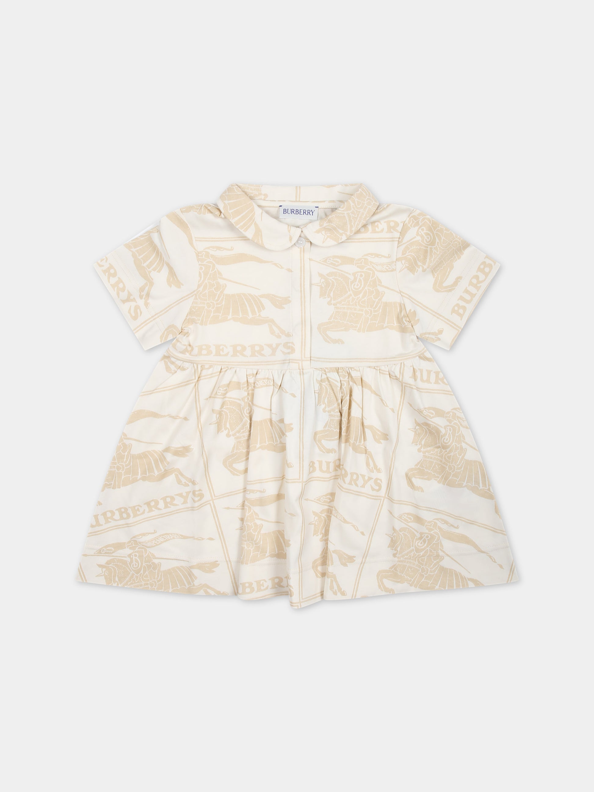 Vestito avorio per neonata con logo all-over,Burberry Kids,8078492 A7905