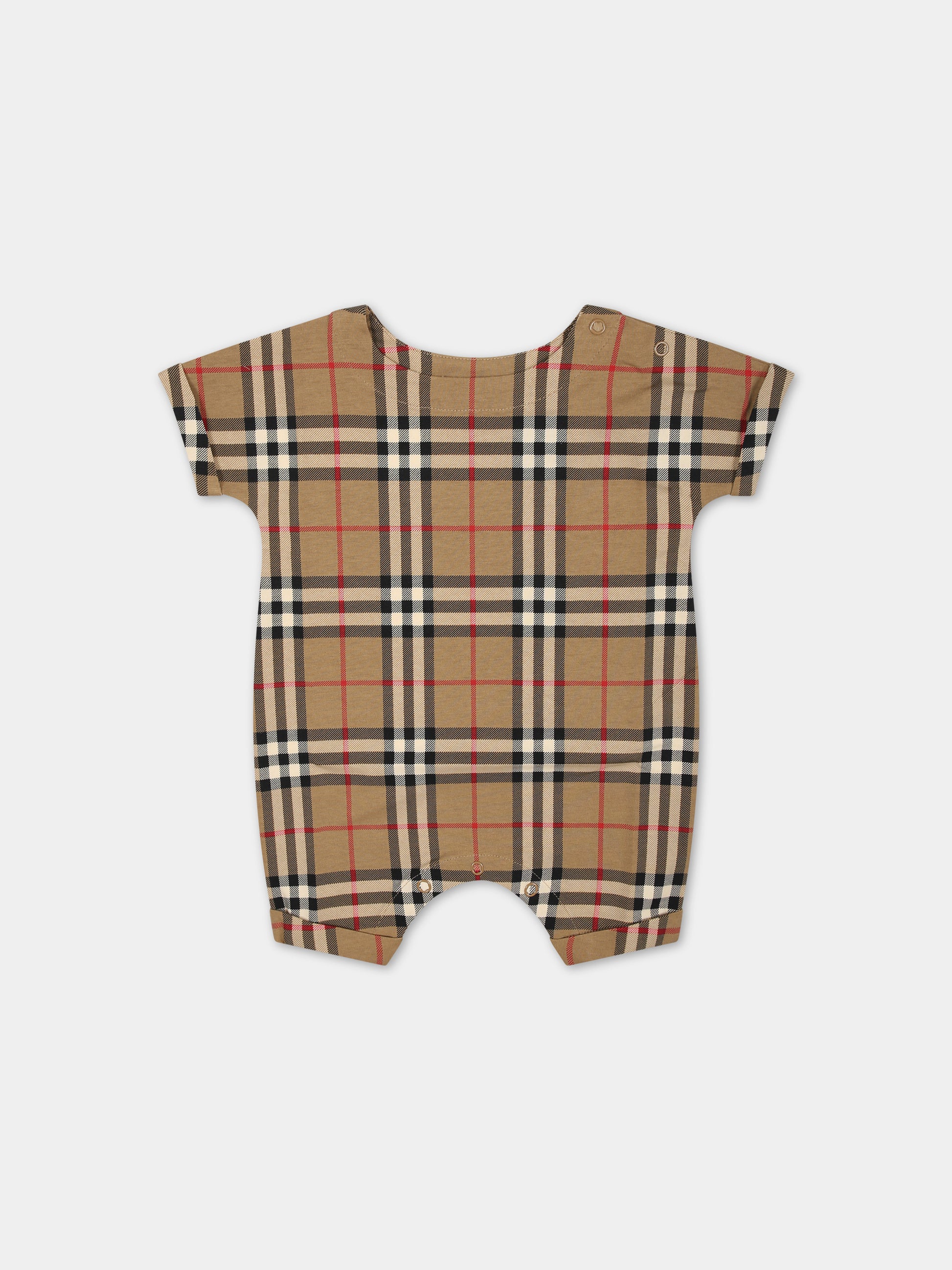 Tutina beige per neonati con iconico check vintage all-over,Burberry Kids,8076361 A7028