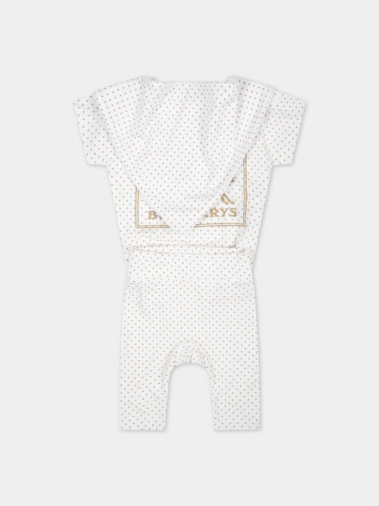 Completo bianco per neonati con logo e pois all-over,Burberry Kids,8078866 A7168