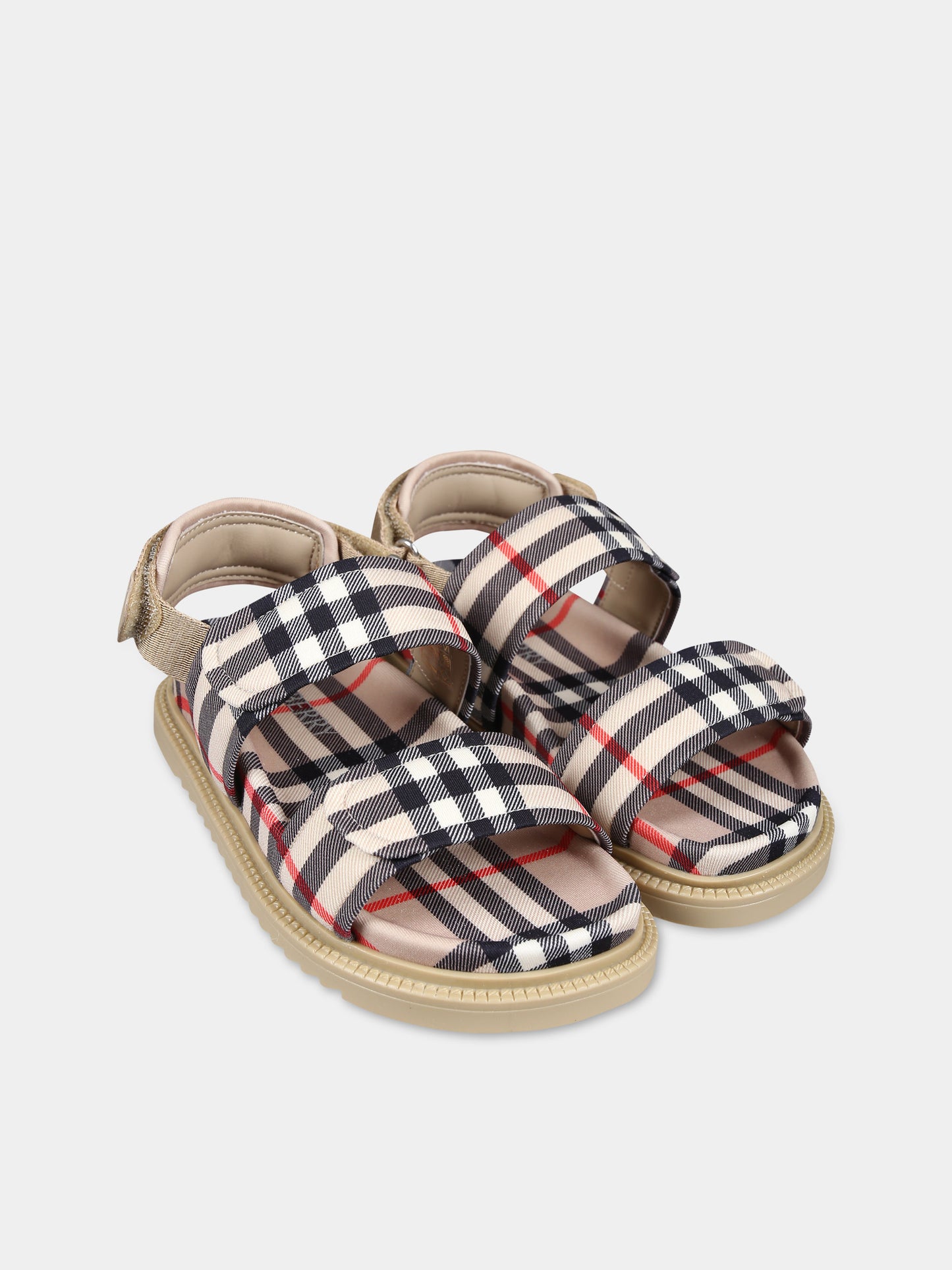 Sandali beige per bambini con check vintage,Burberry Kids,8081868 A7028