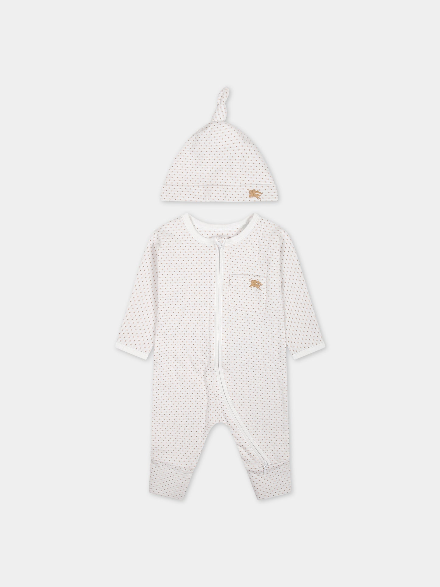 Set bianco per neonati con pois e logo,Burberry Kids,8078864 A7168