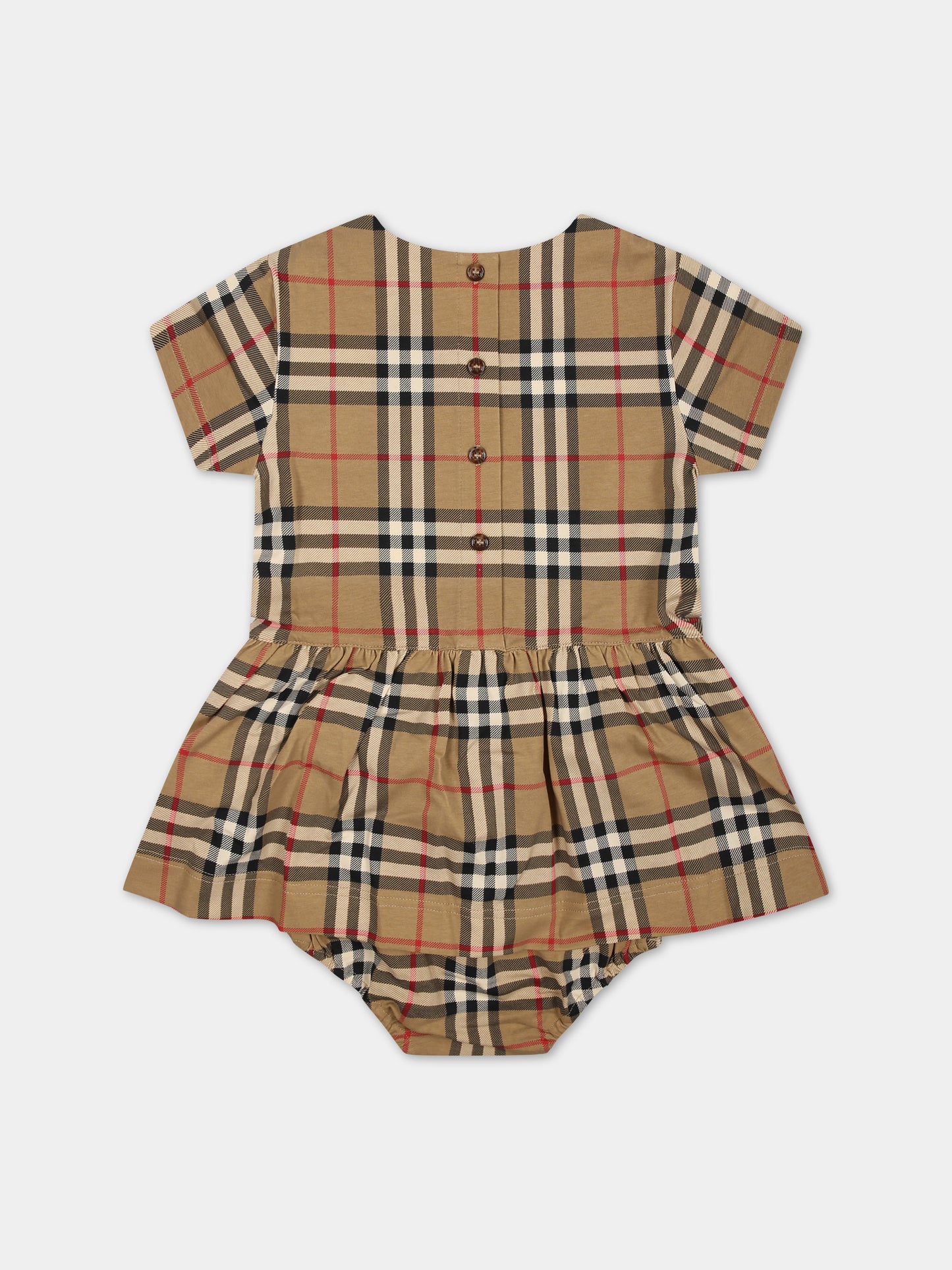 Vestito beige per neonata con iconico check vintage all-over,Burberry Kids,8076367 A7028