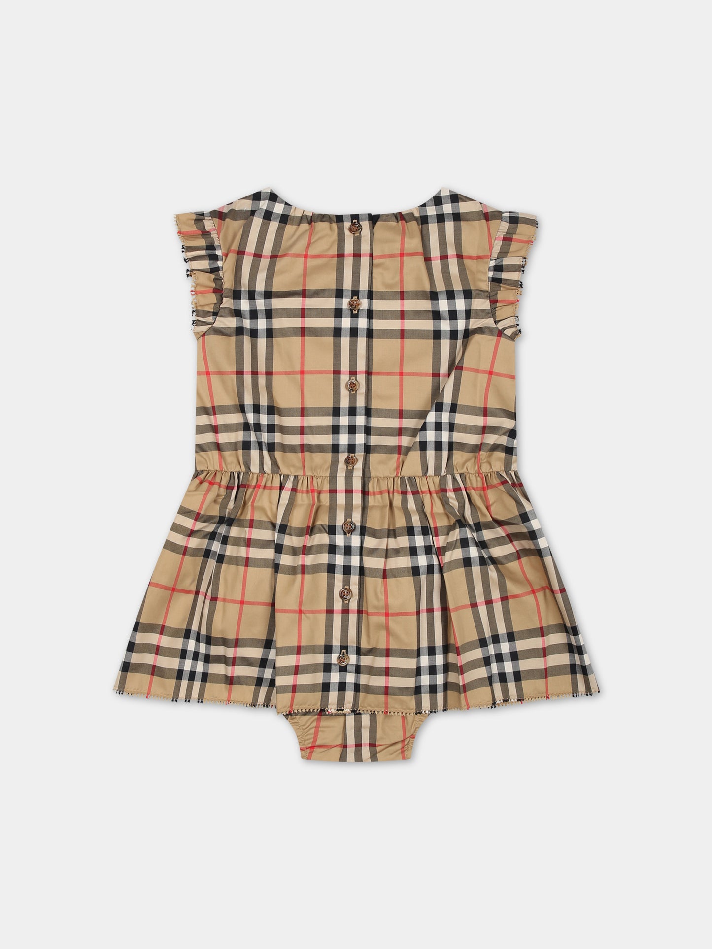 Vestito casual beige per neonata con iconico check vintage,Burberry Kids,8078135 A7028