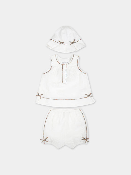 Completo sportivo bianco per neonata,Burberry Kids,8078862 A1464