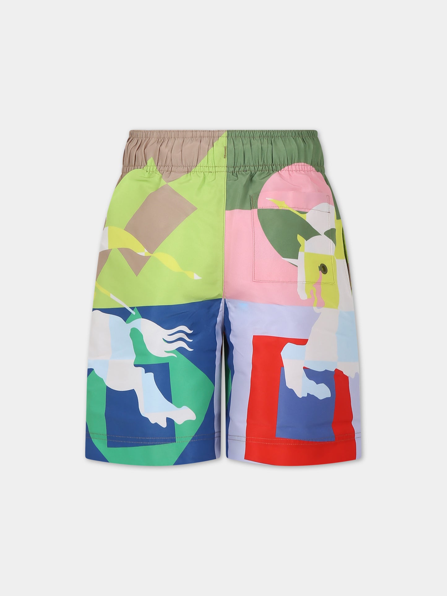 Shorts sportivo multicolor per bambino con cavaliere equestre,Burberry Kids,8078322 A5127